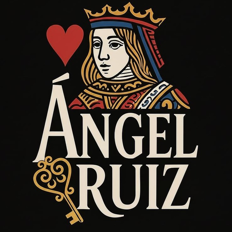 Logo Principal Ángel Ruiz: Reina de Corazones y Llave
